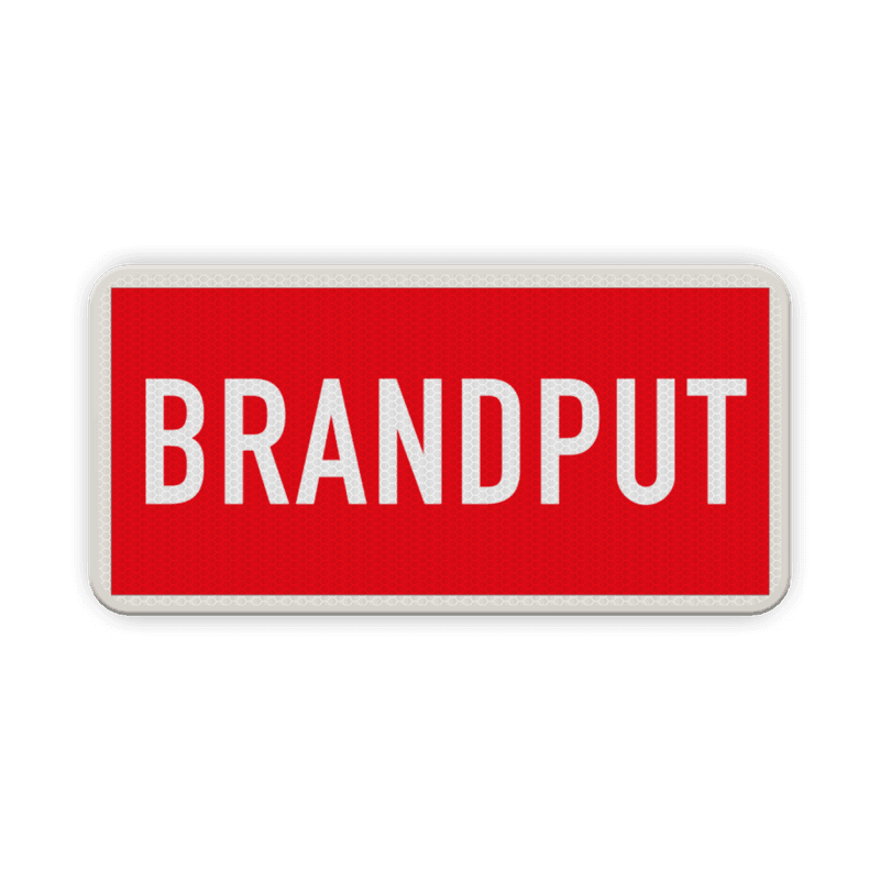 Brand bord met tekst brandput - reflecterend
