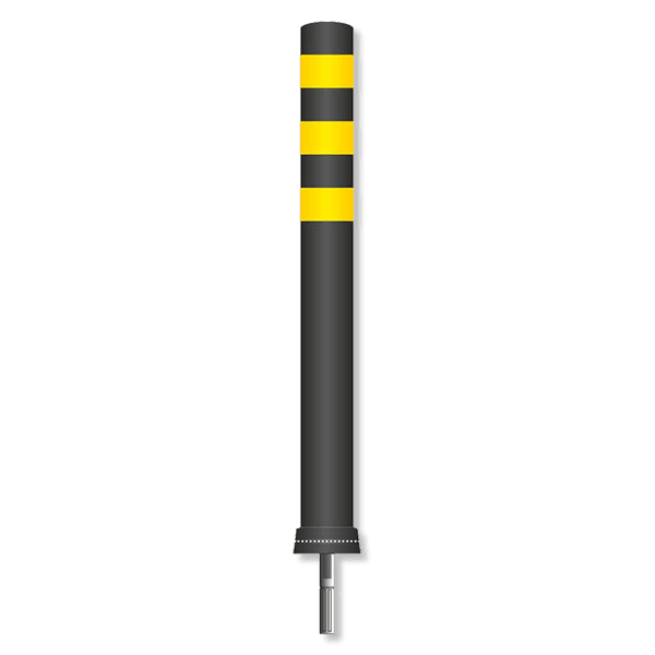 Pole Cone Traffic NSE fixe Ø80mm – noir/jaune – 800 ou 1000mm
