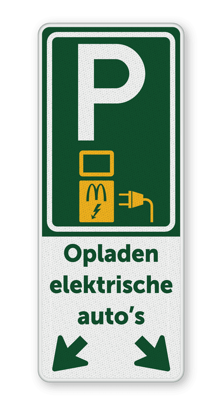 Informatiebord 2-5 McDonald's - Verkeersbord parkeren elektrische voertuigen voor 2 vakken