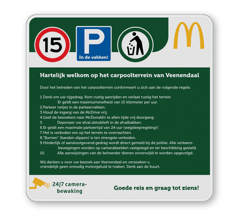 Informatiebord vierkant FC  Mc Donalds