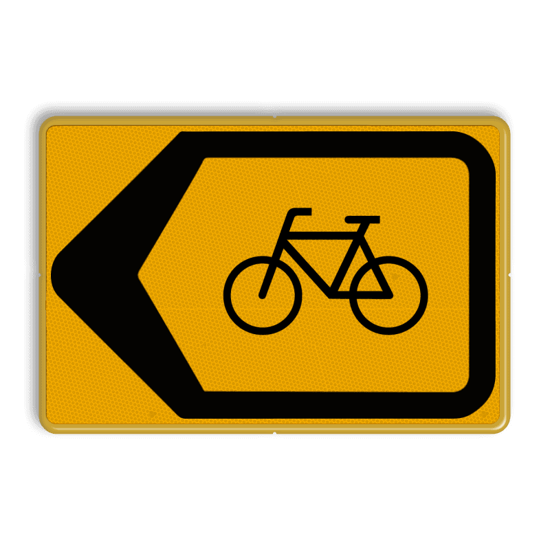 Verkeersbord pijlkader omleiding fiets reflecterend