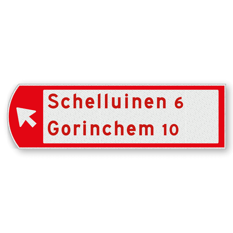 Fietswegwijzer linkswijzend, pijl links-boven 753x225mm