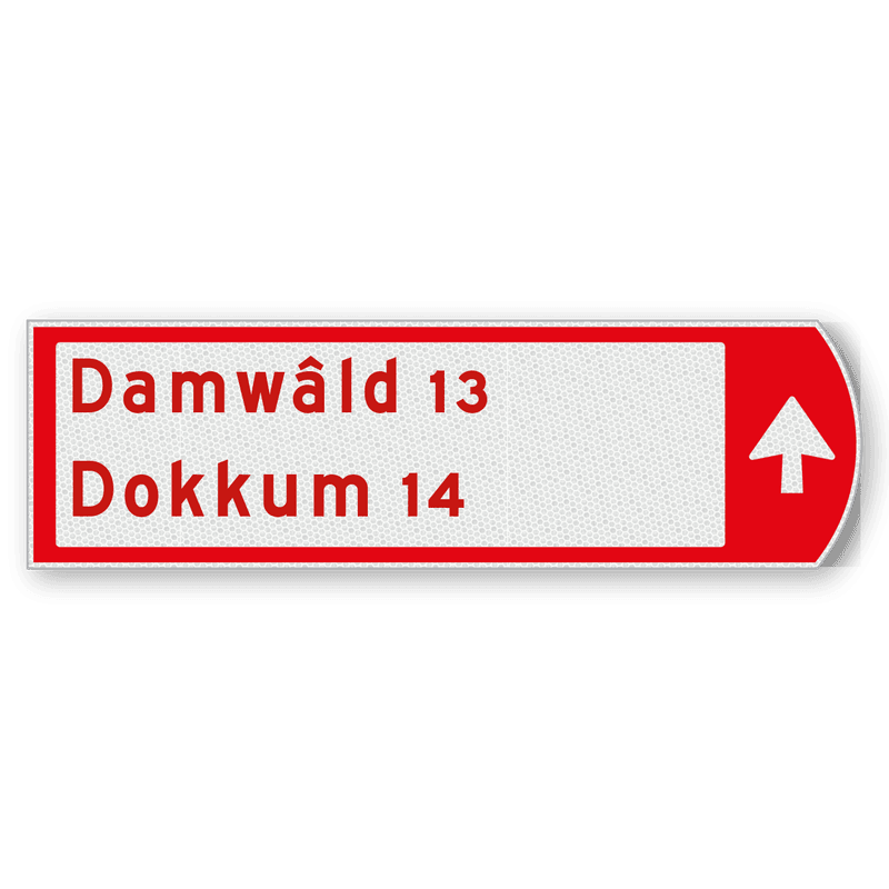 Fietswegwijzer rechtswijzend, pijl rechtdoor 753x225mm