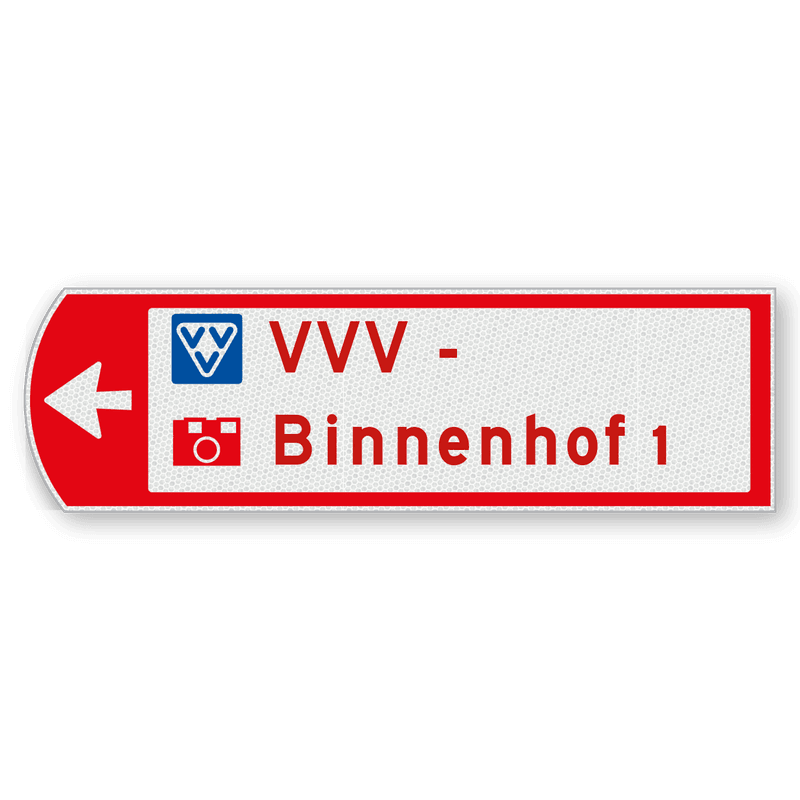 Fietswegwijzer linkswijzend met pictogram 753x225mm
