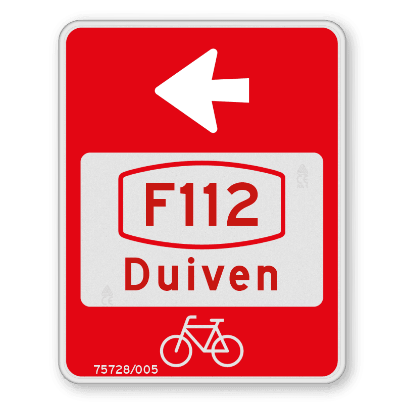 Doorfietsroute bord met routenummer en pijl- 300x380mm