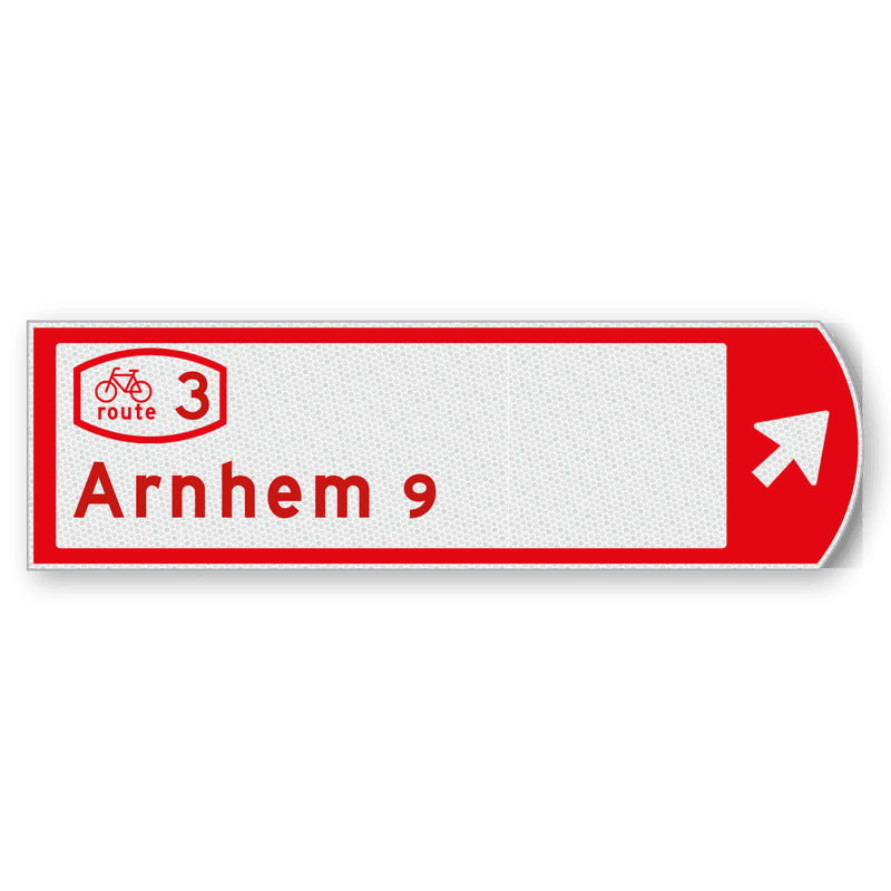 Fietswegwijzer rechtswijzend met fietsroutenummer 753x225mm