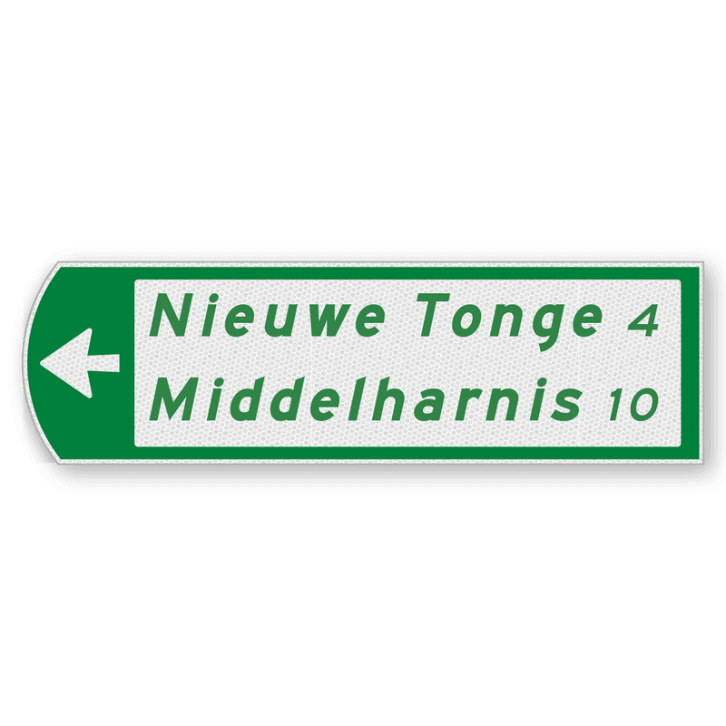 Fietswegwijzer met toeristische route linkswijzend 753x225mm