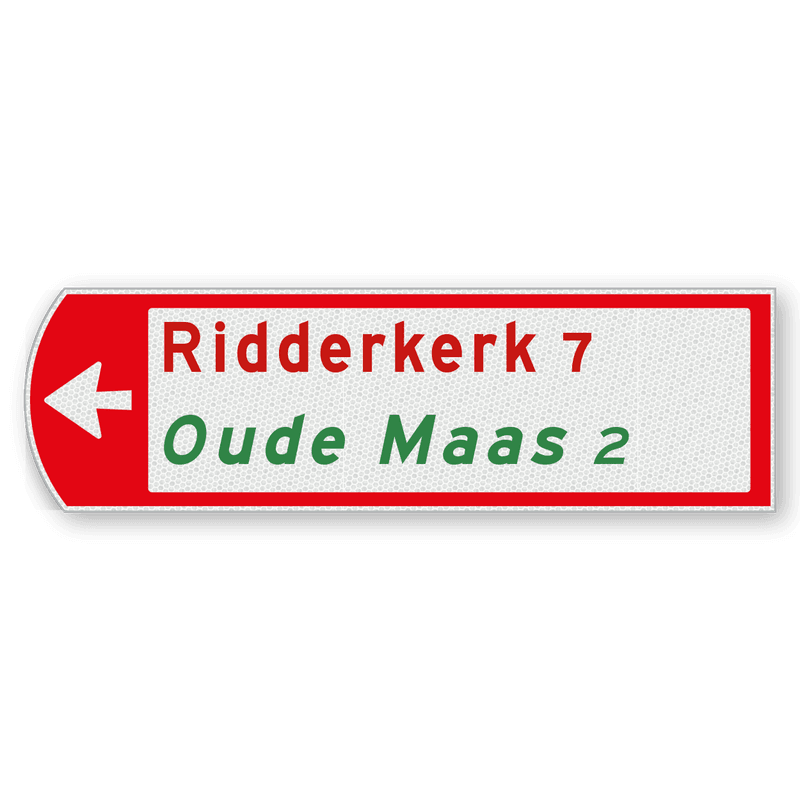 Fietswegwijzer met toeristische route linkswijzend 753x225mm