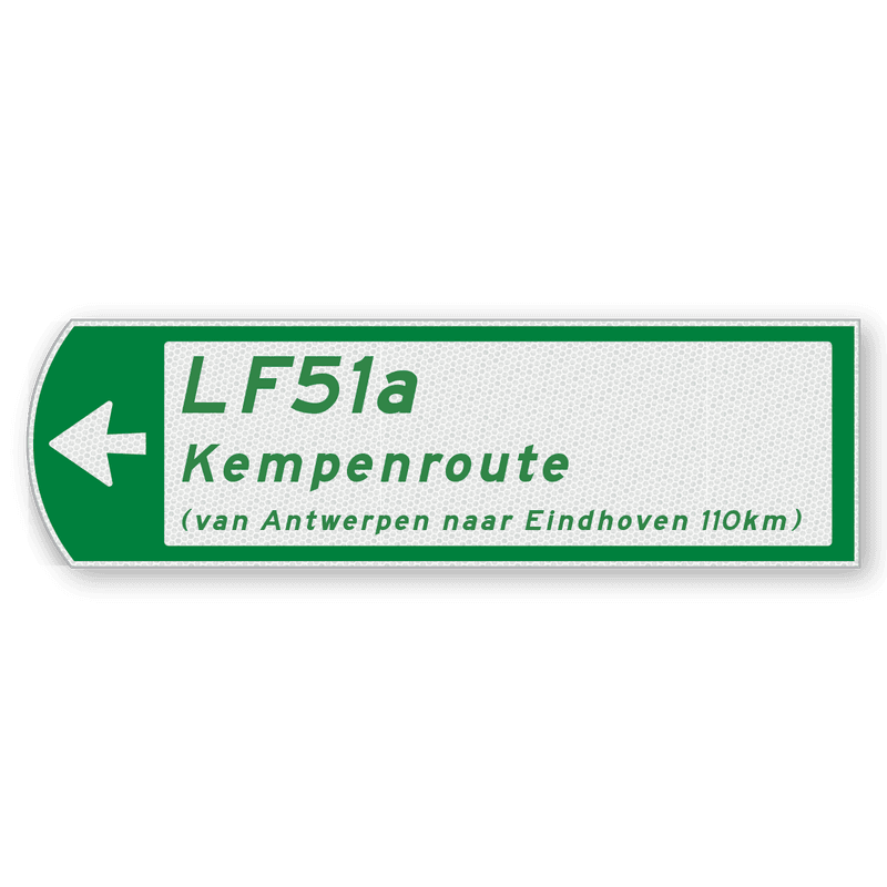 Fietswegwijzer met landelijke fietsroute linkswijzend 753x225mm
