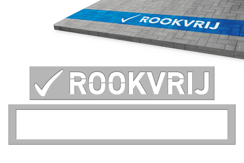 Spuitmal set ROOKVRIJ grondmarkering 1400x200mm blauw-wit