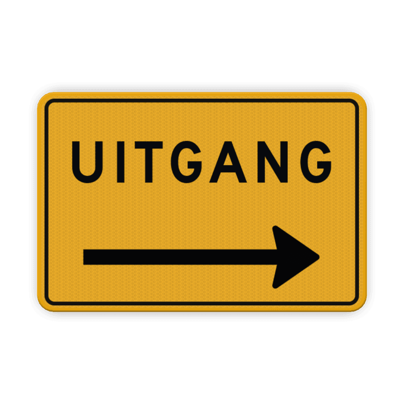 Verkeersbord uitgang met pijl rechts - reflecterend