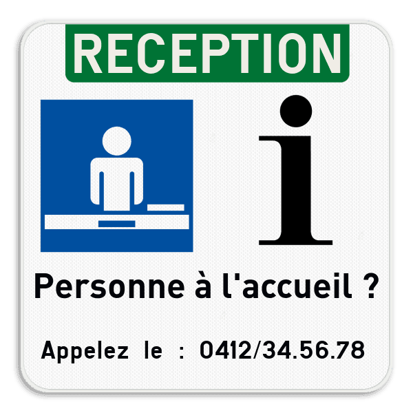 Panneau touristique - Pictogramme supérieur + 2 pictogrammes + texte