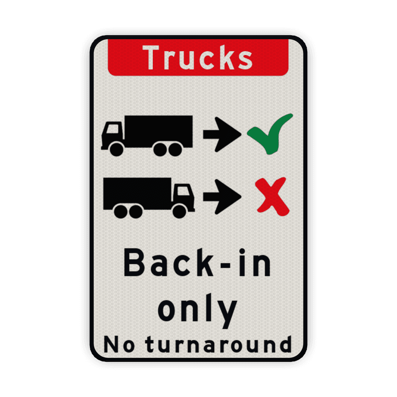Verkeersbord - Trucks drive in backwards only