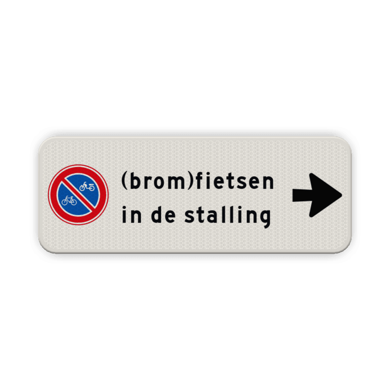 Bord hier geen (brom)fietsen plaatsen + route fietsenstalling - reflecterend