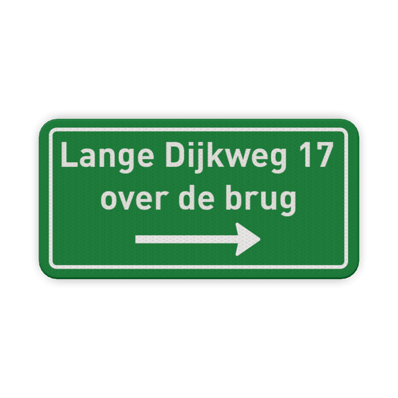 Tekstbord 2:1 met pijl groen/wit - reflecterend