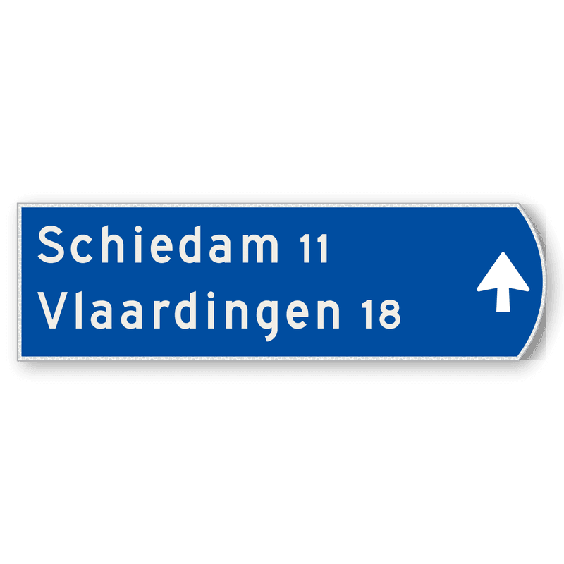 Handwegwijzer klein rechtswijzend met pijl rechtdoor 990x295mm