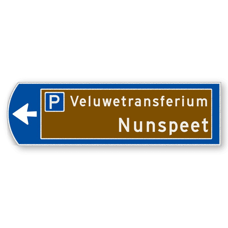 Handwegwijzer klein linkswijzend met bruin veld met 2 regelige tekst 990x295