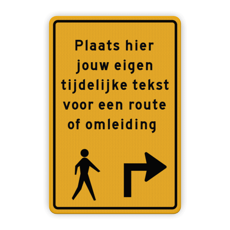 Verkeersbord eigen tekst 2:3 met pictogram en pijl - reflecterend