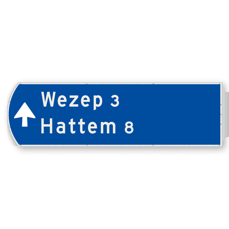 Handwegwijzer groot linkswijzend met pijl rechtdoor 1623x481mm