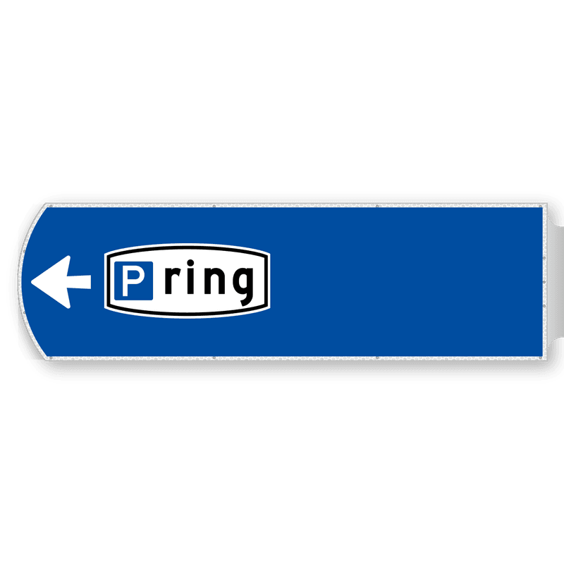 Handwegwijzer groot linkswijzend met picto P-ring 1623x481mm