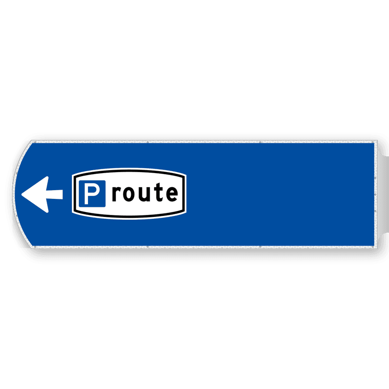 Handwegwijzer groot linkswijzend met picto P-route 1623x481mm