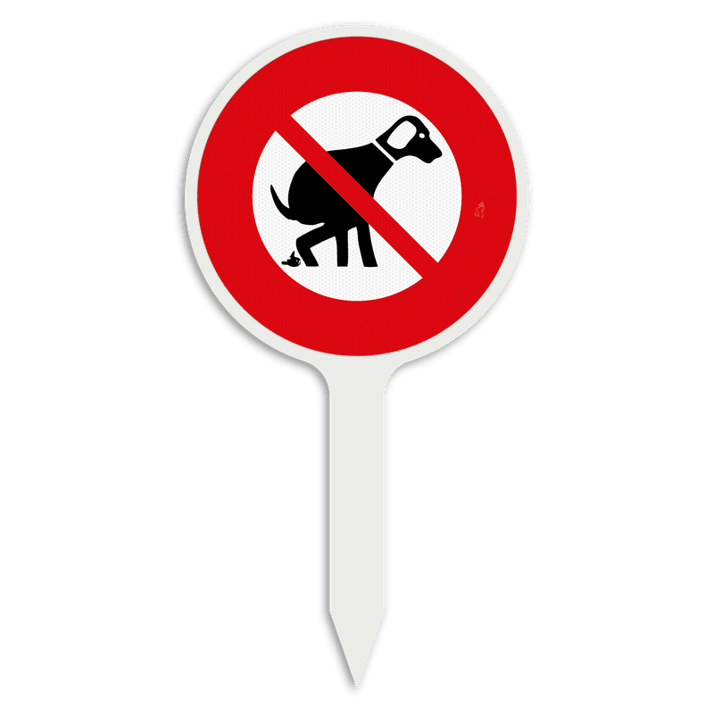 Panneau interdit aux déjections canines avec piquet