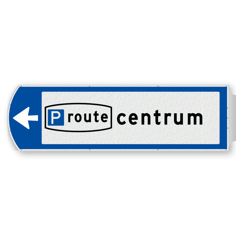 Handwegwijzer groot linkswijzend met P-route centrum 1623x481mm