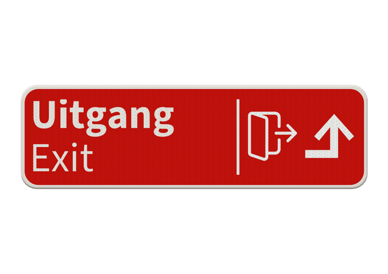 Verkeersbord route uitgang met pijl + icoon - blauw - reflecterend