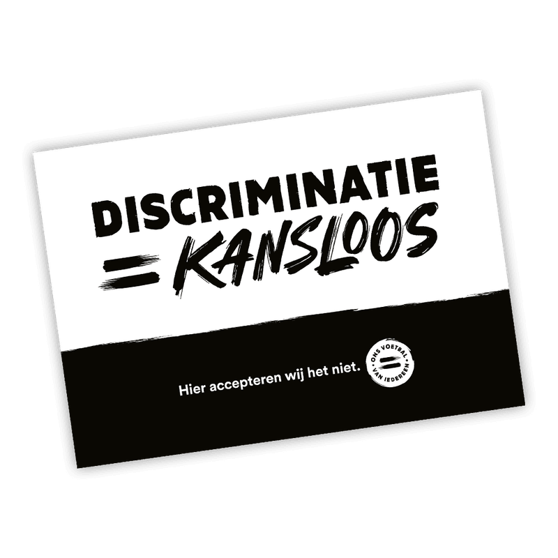 Raamsticker Discriminatie = Kansloos - formaat A5 dubbelzijdig
