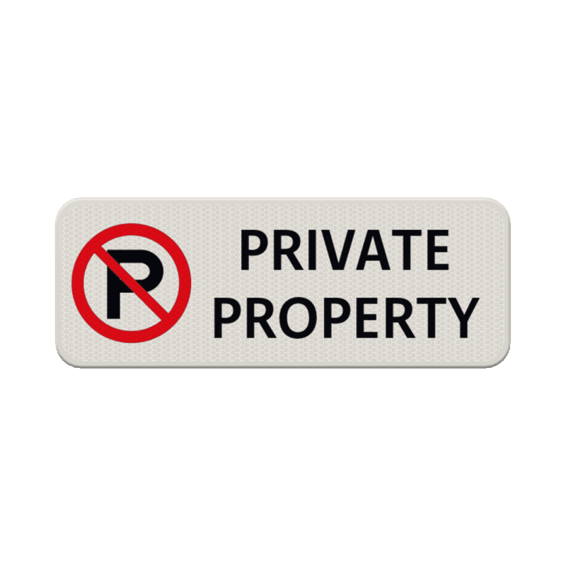 Verkeersbord niet parkeren private property - reflecerend