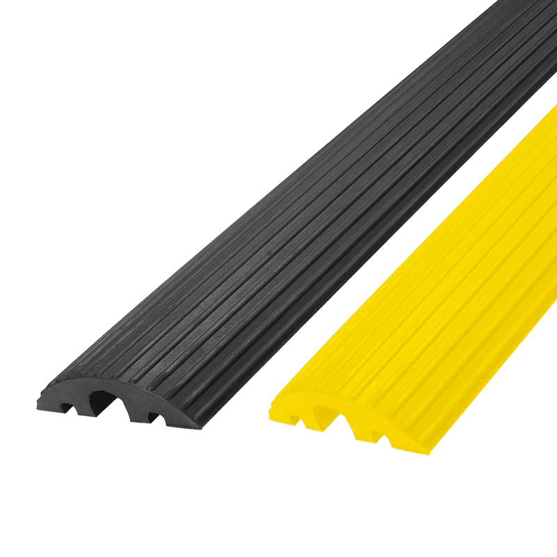 Kabelbeschermer rubber 3 kanalen geel of zwart - 1200x210x65mm