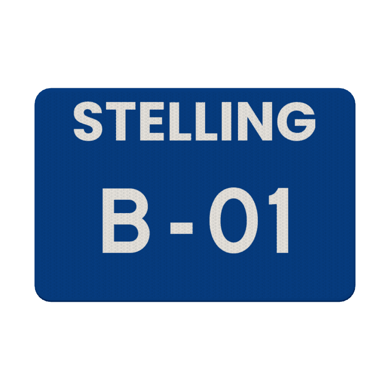 Aanduidingsbord stelling blauw/wit - reflecterend