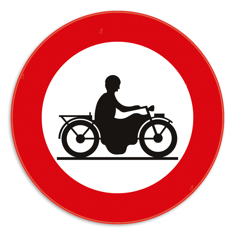 Verkeersbord SB250 C7 - Verboden toegang voor bestuurders van motorfietsen