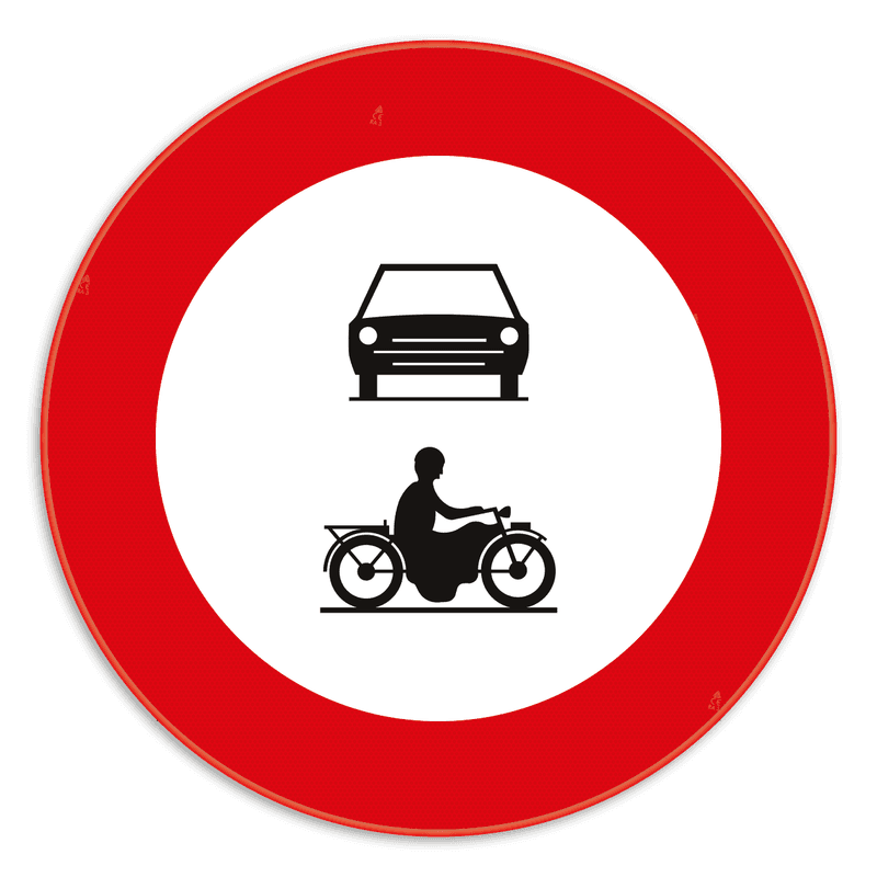 Panneau SB250 - C5 - C7 - Accès interdit aux conducteurs de véhicules à moteur à plus de deux roues et motocyclettes