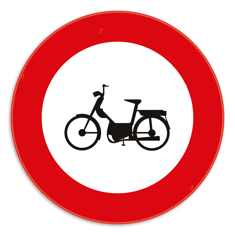 Verkeersbord SB250 C9 - Verboden toegang voor bestuurders van bromfietsen