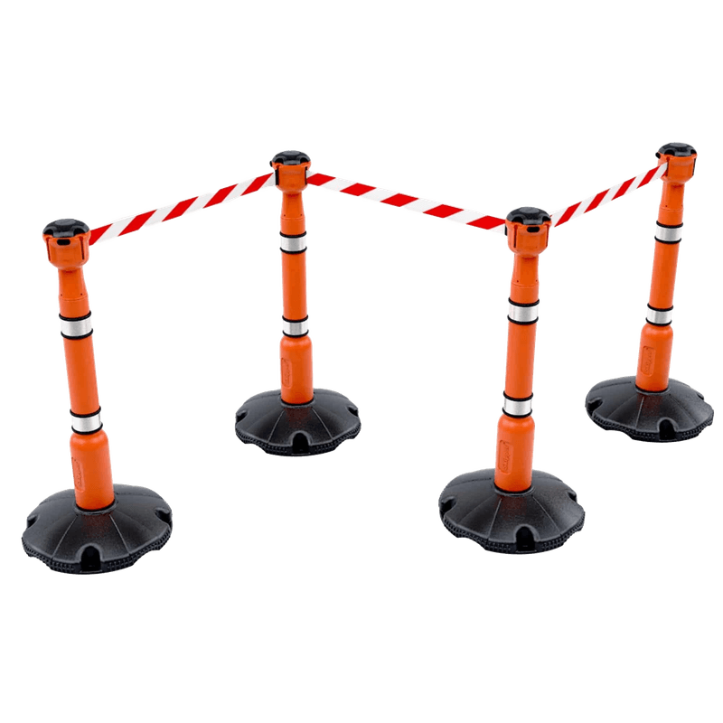 Skipper afzetting set 27 meter met paaltjes en afzetlint oprolbaar rood/wit