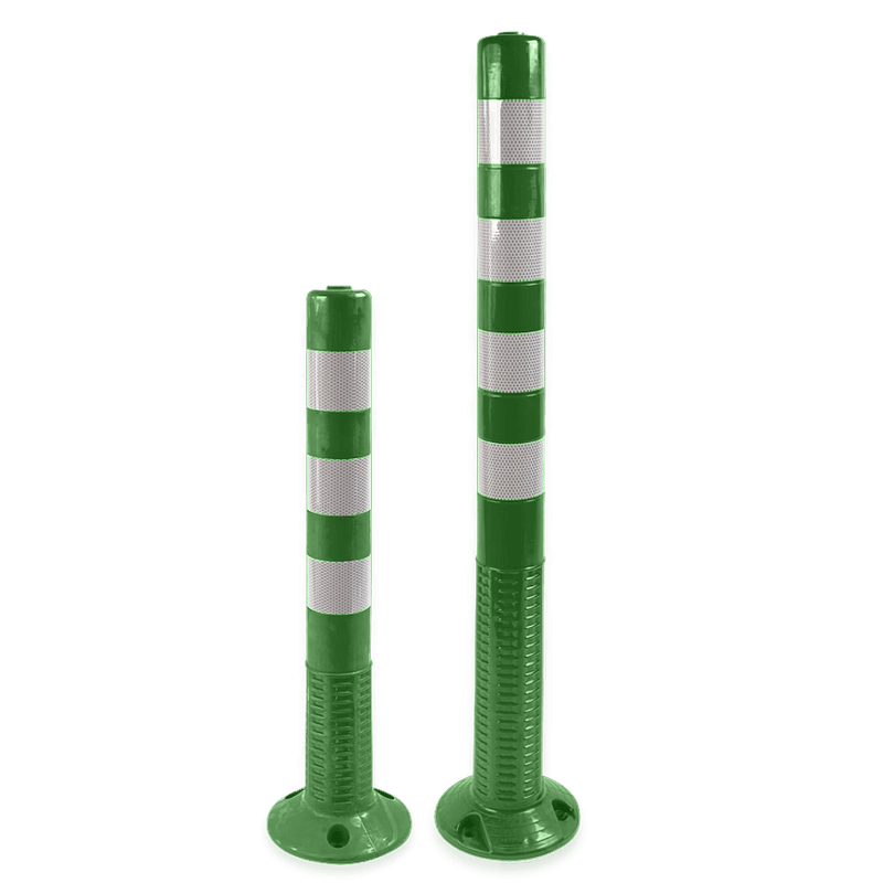 Absperrpfosten aus Polyurethan Ø 80 mm – flexibel, grün-weiß