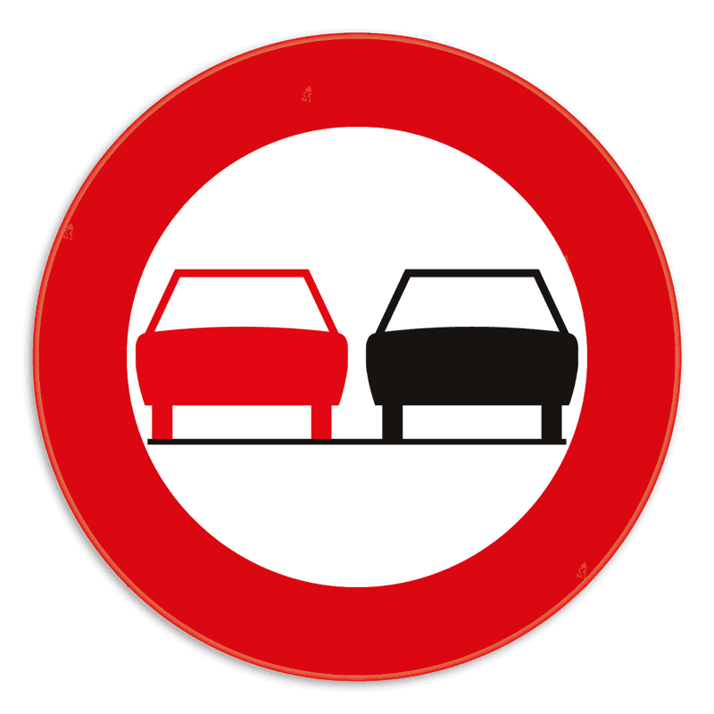 Verkeersbord SB250 C35 - Verbod een voertuig links in te halen