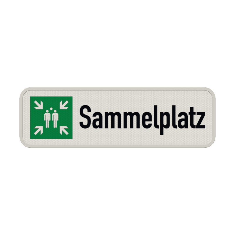 Sammelplatz schild mit text - reflektierend