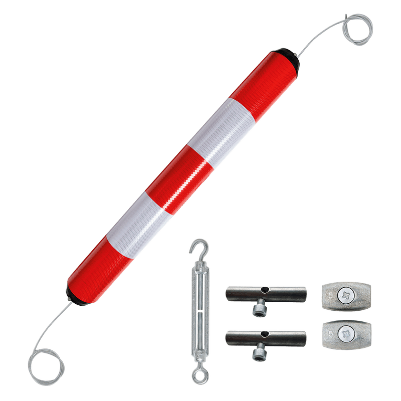 Attentie pylon kunststof Ø100mm - lengte 950mm - wit + rode reflectie en bevestiging