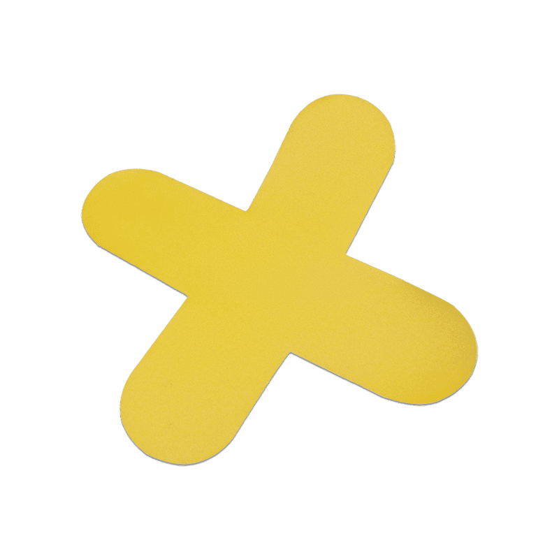 Autocollant de sol en X jaune - 300x300mm