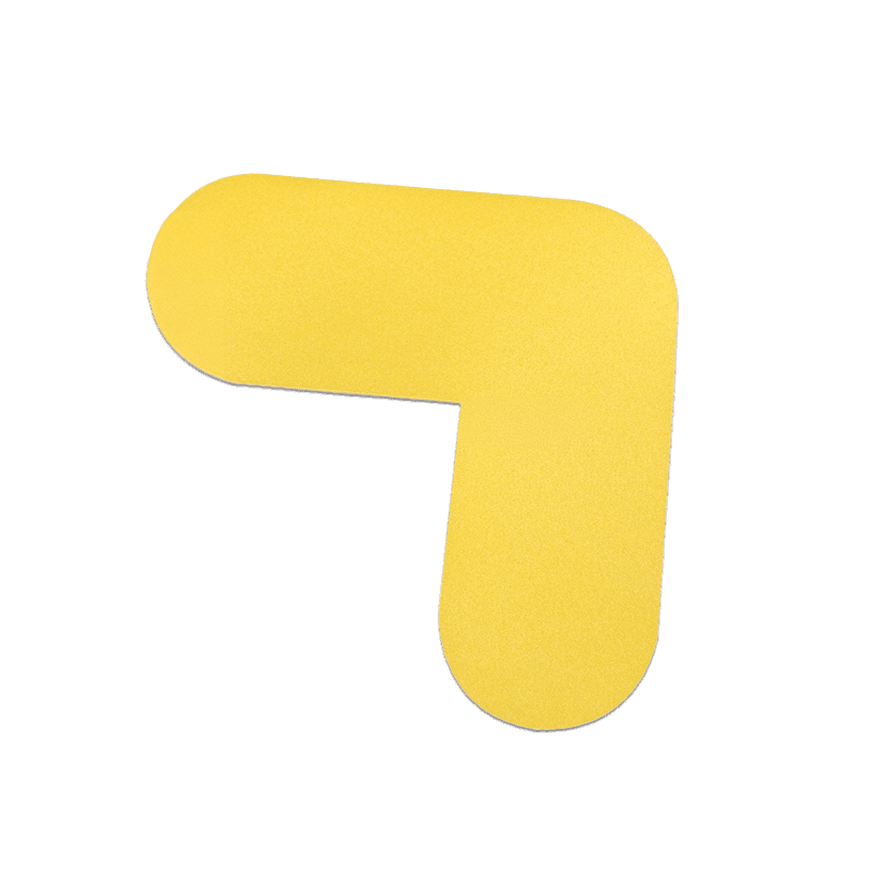 Autocollant de sol en L jaune - 200x200mm
