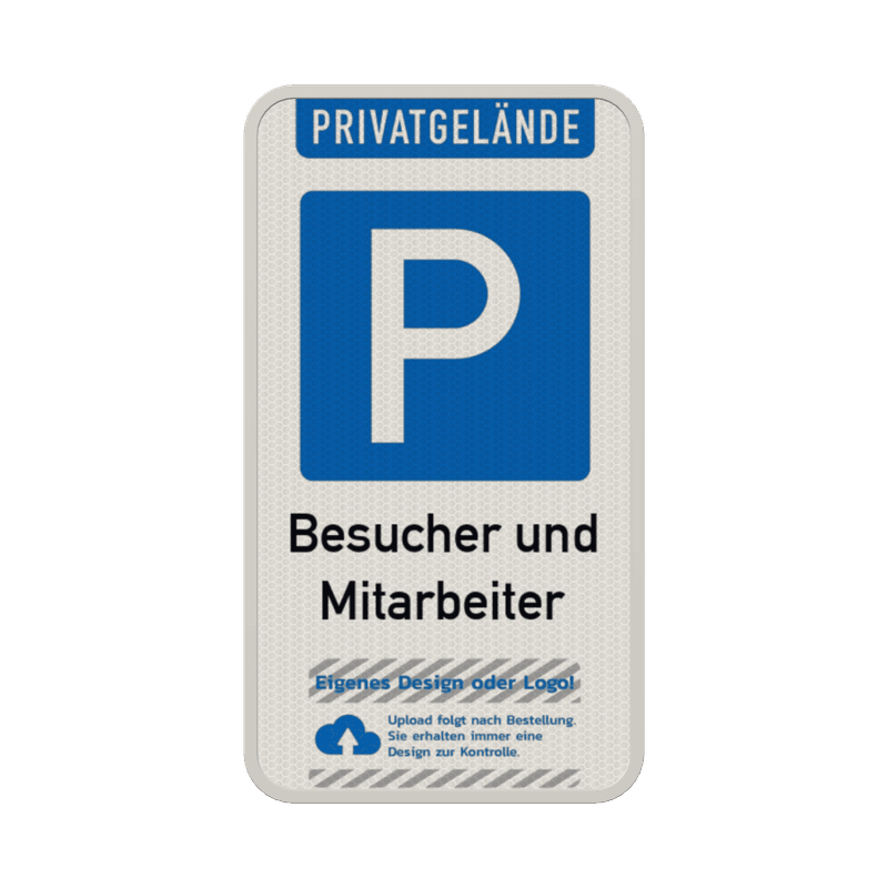 Parkplatzschild für Besucher und Mitarbeiter mit Logo