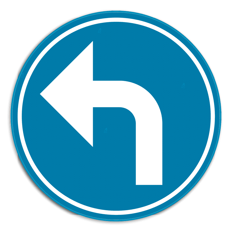 Verkeersbord SB250 D1e - Verplicht aangeduide richting te volgen (linksaf)