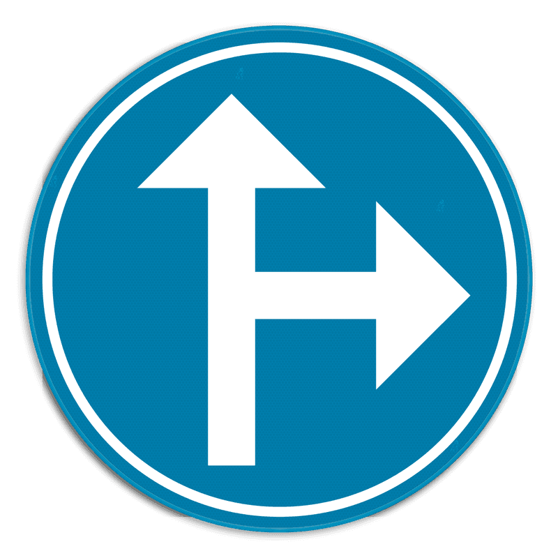 Panneau SB250 - D3b - Obligation de suivre une des directions indiquées par les flèches