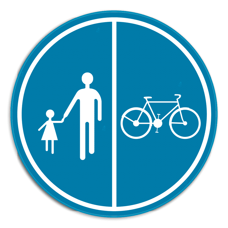Panneau SB250 - D9b - Partie de la voie publique réservée à la circulation des piétons, des bicyclettes et des cyclomoteurs à deux roues classe A