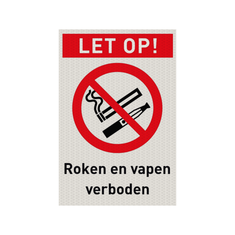 Veiligheidspictogram P002x - Roken en vapen verboden - reflecterend
