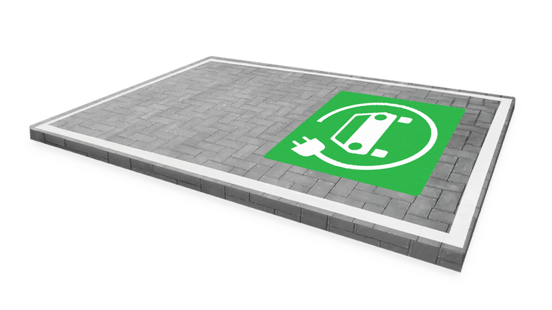Wegmarkering oplaadpunt - symbool auto stekker groen wit