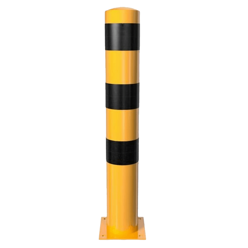 Rampaal Ø152x1000mm met voetplaat, verzinkt of geel/zwart