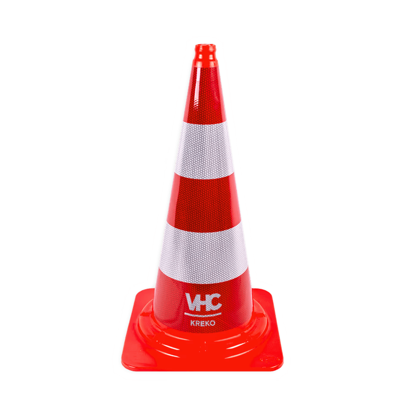 Verkeerskegel 750mm eendelig - klasse 3 reflecterend - met logo